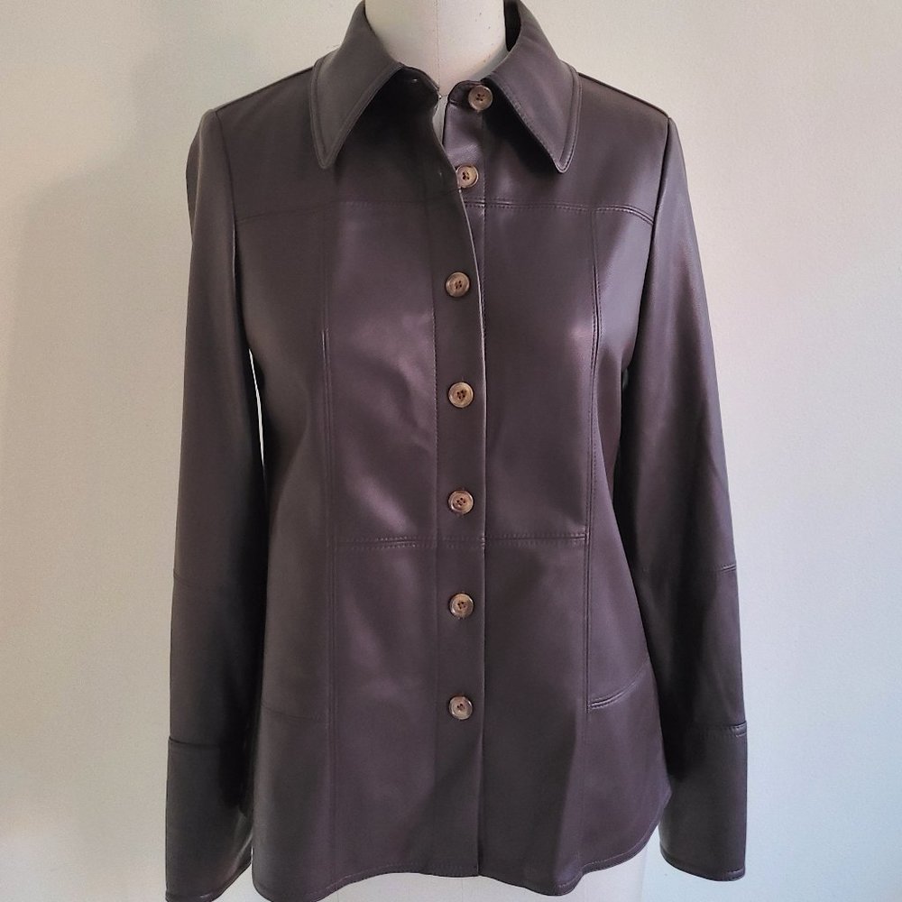 Rebecca Taylor NWT Vegan Leather Button Down